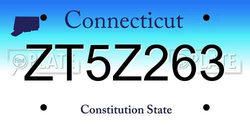 ZT5Z263 Connecticut License Plate