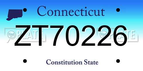 ZT70226 Connecticut License Plate