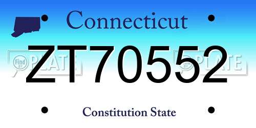 ZT70552 Connecticut License Plate