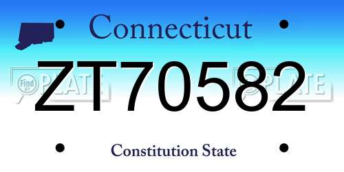ZT70582 Connecticut License Plate