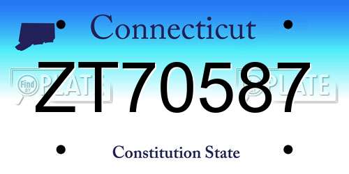 ZT70587 Connecticut License Plate