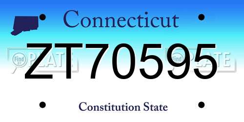 ZT70595 Connecticut License Plate