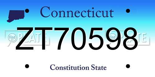 ZT70598 Connecticut License Plate