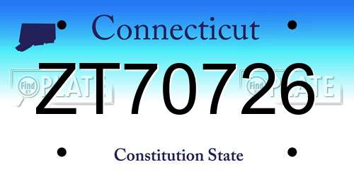 ZT70726 Connecticut License Plate
