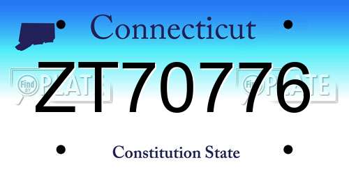 ZT70776 Connecticut License Plate