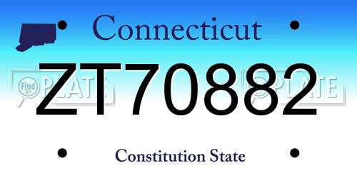 ZT70882 Connecticut License Plate