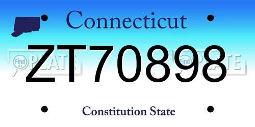 ZT70898 Connecticut License Plate