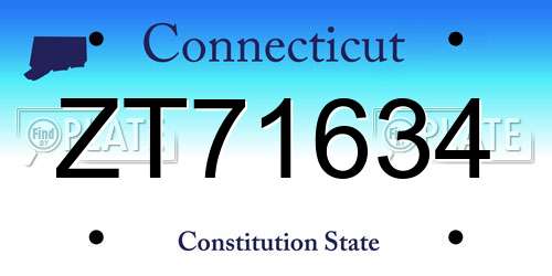 ZT71634 Connecticut License Plate