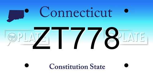 ZT778 Connecticut License Plate