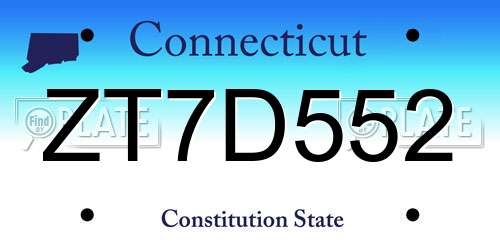 ZT7D552 Connecticut License Plate