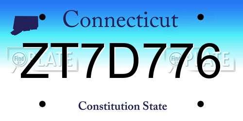 ZT7D776 Connecticut License Plate