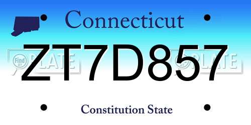 ZT7D857 Connecticut License Plate