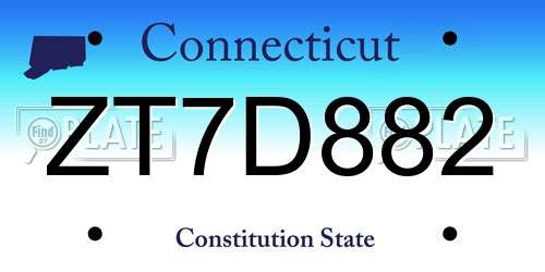 ZT7D882 Connecticut License Plate