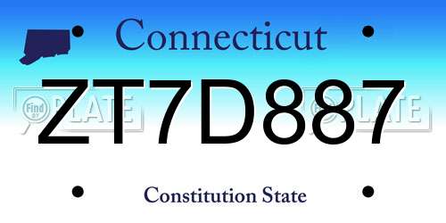 ZT7D887 Connecticut License Plate