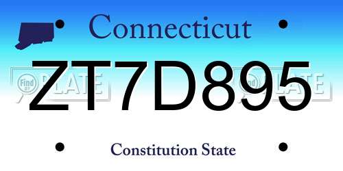 ZT7D895 Connecticut License Plate