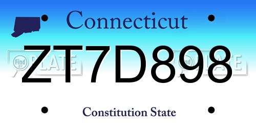 ZT7D898 Connecticut License Plate