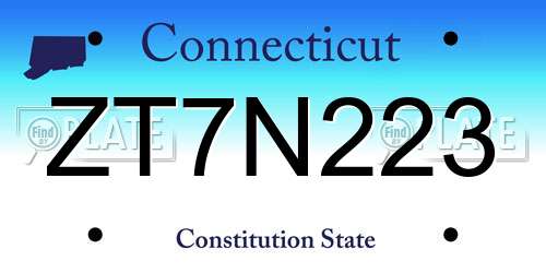 ZT7N223 Connecticut License Plate