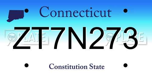 ZT7N273 Connecticut License Plate