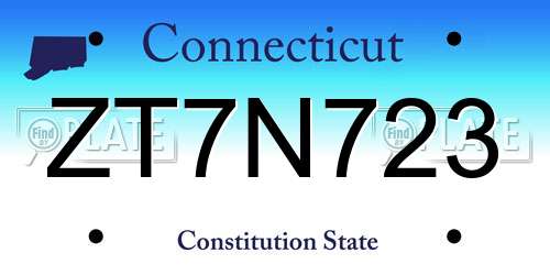 ZT7N723 Connecticut License Plate