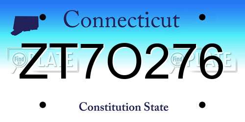 ZT7O276 Connecticut License Plate