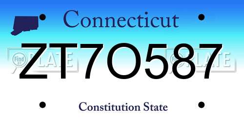 ZT7O587 Connecticut License Plate
