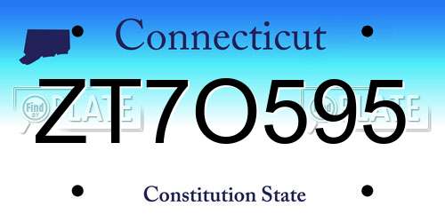 ZT7O595 Connecticut License Plate