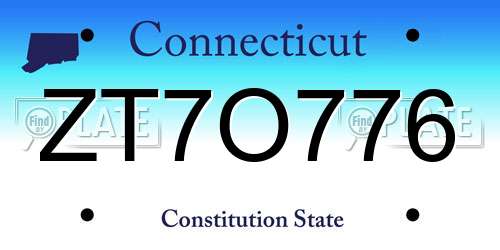 ZT7O776 Connecticut License Plate