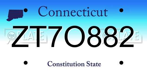ZT7O882 Connecticut License Plate