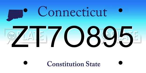 ZT7O895 Connecticut License Plate