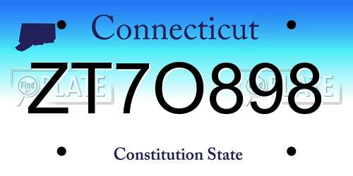 ZT7O898 Connecticut License Plate