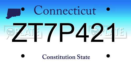 ZT7P421 Connecticut License Plate