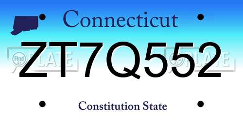 ZT7Q552 Connecticut License Plate