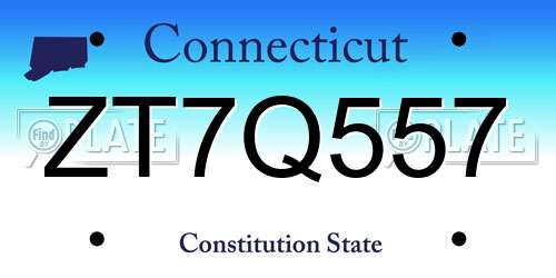 ZT7Q557 Connecticut License Plate