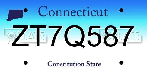 ZT7Q587 Connecticut License Plate
