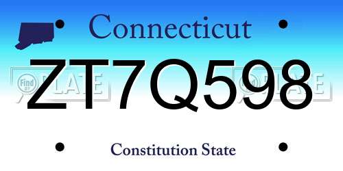 ZT7Q598 Connecticut License Plate