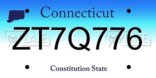 ZT7Q776 Connecticut License Plate
