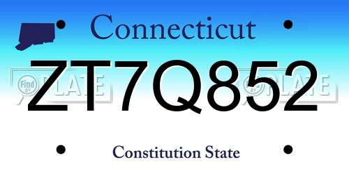 ZT7Q852 Connecticut License Plate