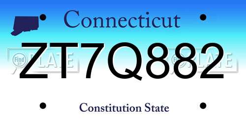 ZT7Q882 Connecticut License Plate