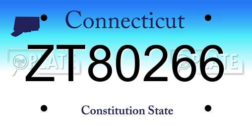 ZT80266 Connecticut License Plate
