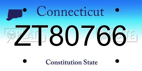 ZT80766 Connecticut License Plate