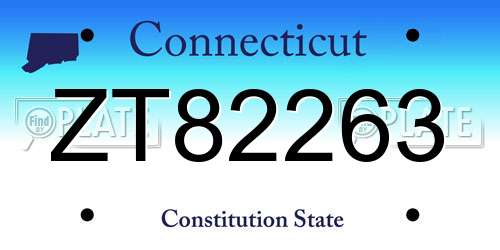 ZT82263 Connecticut License Plate