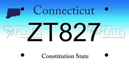 ZT827 Connecticut License Plate