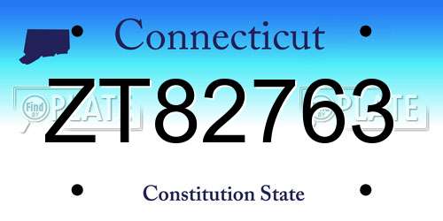 ZT82763 Connecticut License Plate