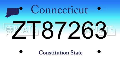 ZT87263 Connecticut License Plate