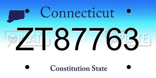 ZT87763 Connecticut License Plate
