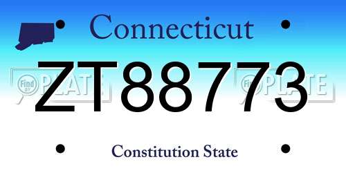 ZT88773 Connecticut License Plate