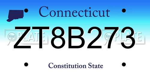 ZT8B273 Connecticut License Plate