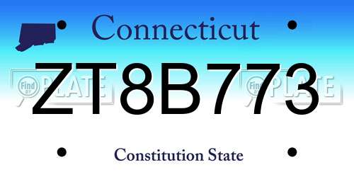 ZT8B773 Connecticut License Plate