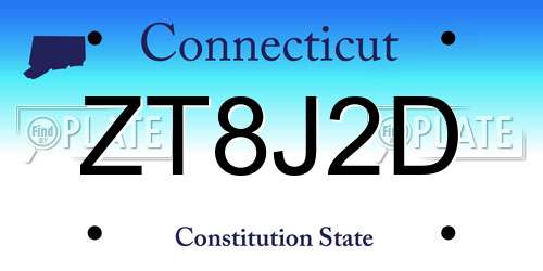 ZT8J2D Connecticut License Plate