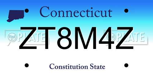 ZT8M4Z Connecticut License Plate